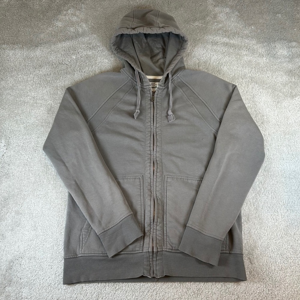 Flint and Tinder 10 Year Hoodie Mens Medium Grey Full Zip USA Made Heavyweight‎